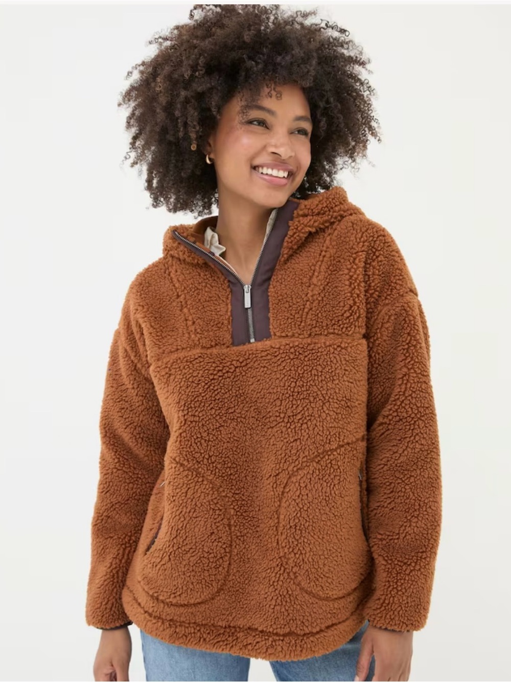 FATFACE Millie Brown Overhead Fleece